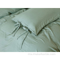 Green Washed Cotton Duvet Cover Set Set Bedding